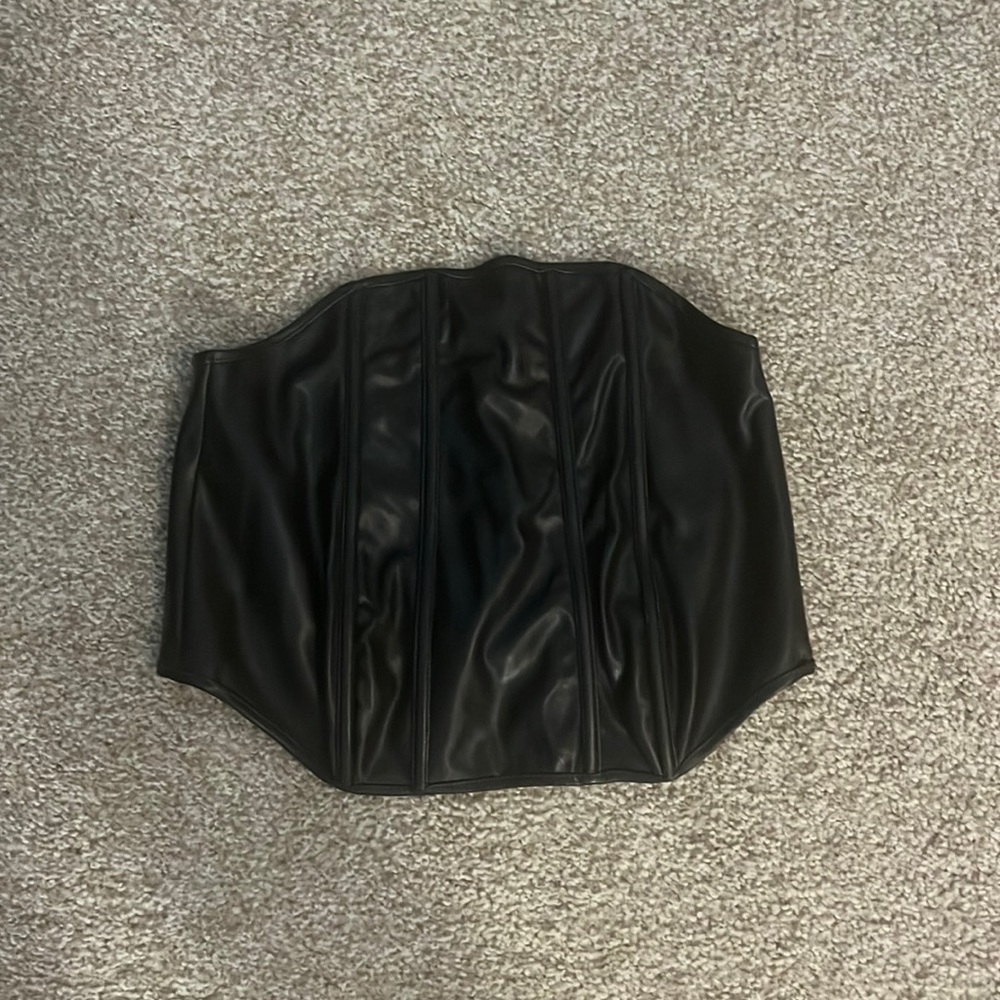Black leather corset top